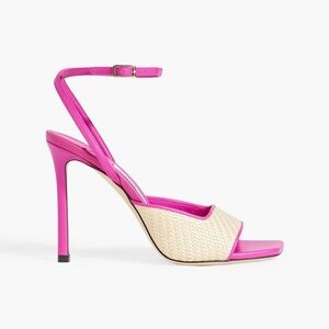 Like new JIMMY CHOO Zula 100 leather-trimmed raffia sandals 36.5 $925